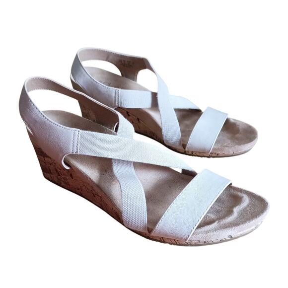 Life Stride Soft Soles Women 10W Beige Strappy Stretch Comfort Wedge Heel Sandal - Picture 7 of 11
